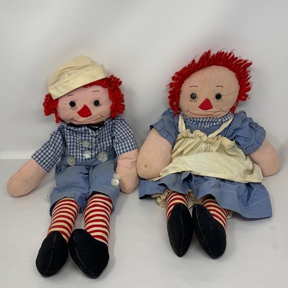 Vintage Other - Vintage Pair Raggedy Ann & Andy Dolls Button Eyes 👀 Dolls
